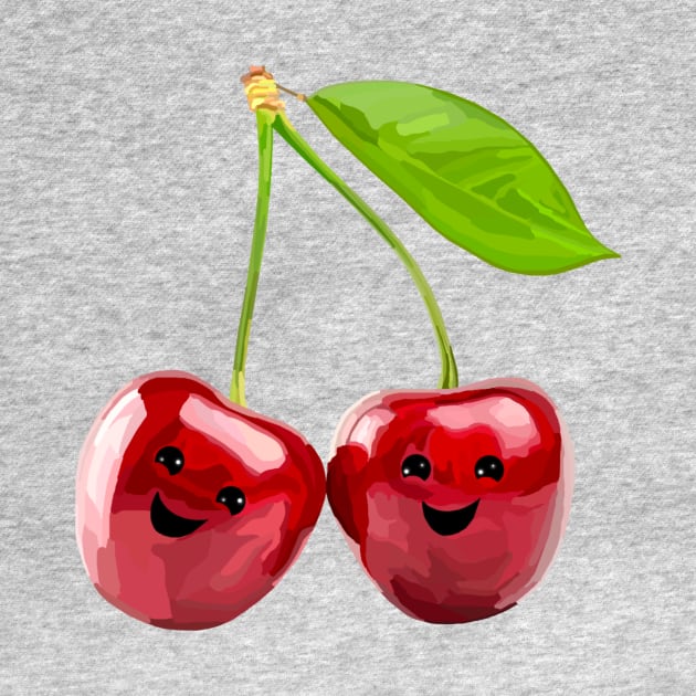 Cheery Pair of Red Cherries by Art by Deborah Camp